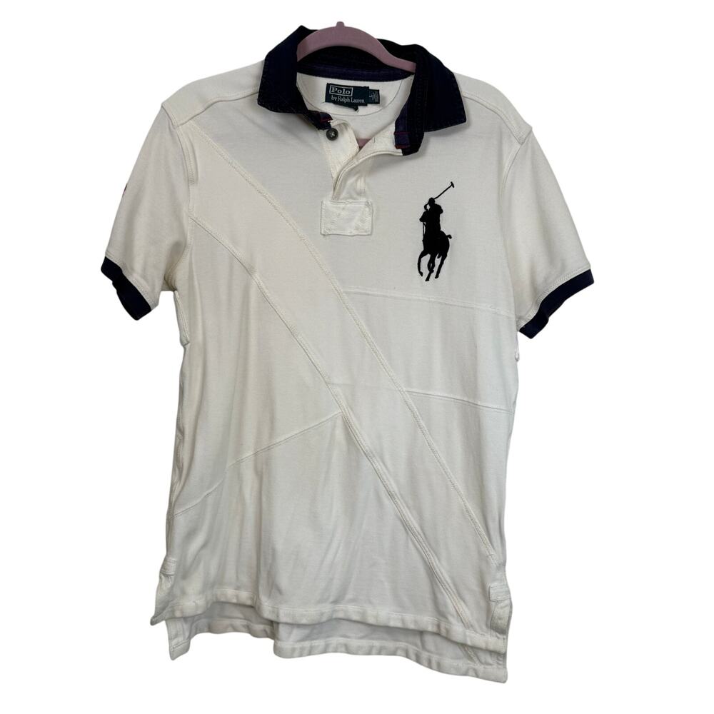Polo Ralph Lauren Big Pony Rugby Shirt Men’s L Cream Custom Fit